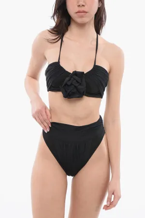 Balmain High-Waisted Slip Rose Drap Bikini Set