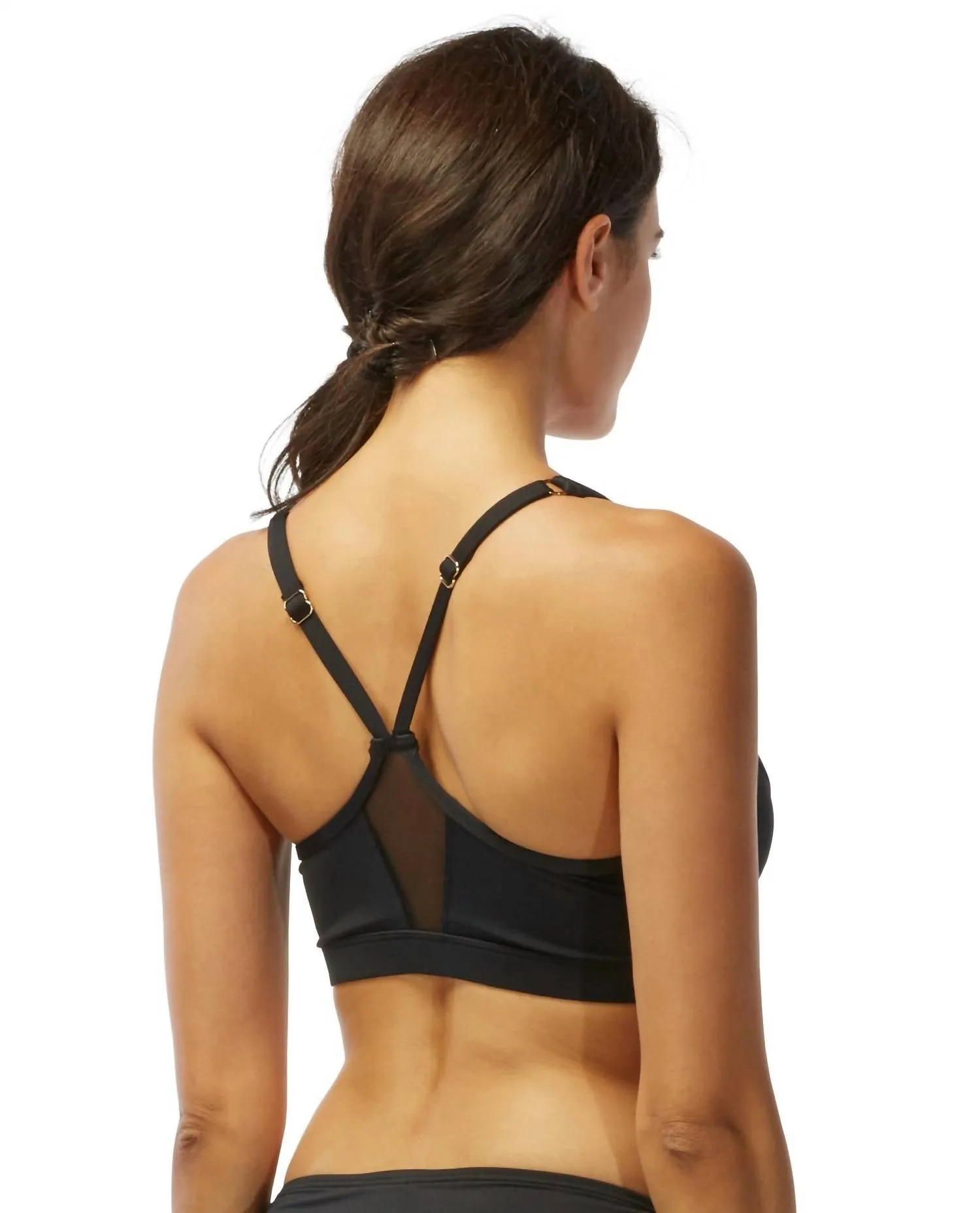 Barbados D-Cup Pure Racer Back Zip Front Underwire Bikini Top In Black