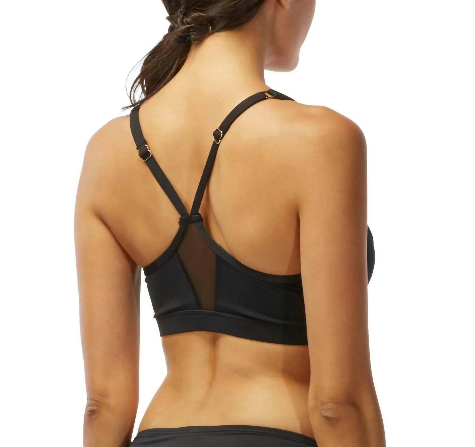 Barbados D-Cup Pure Racer Back Zip Front Underwire Bikini Top In Black