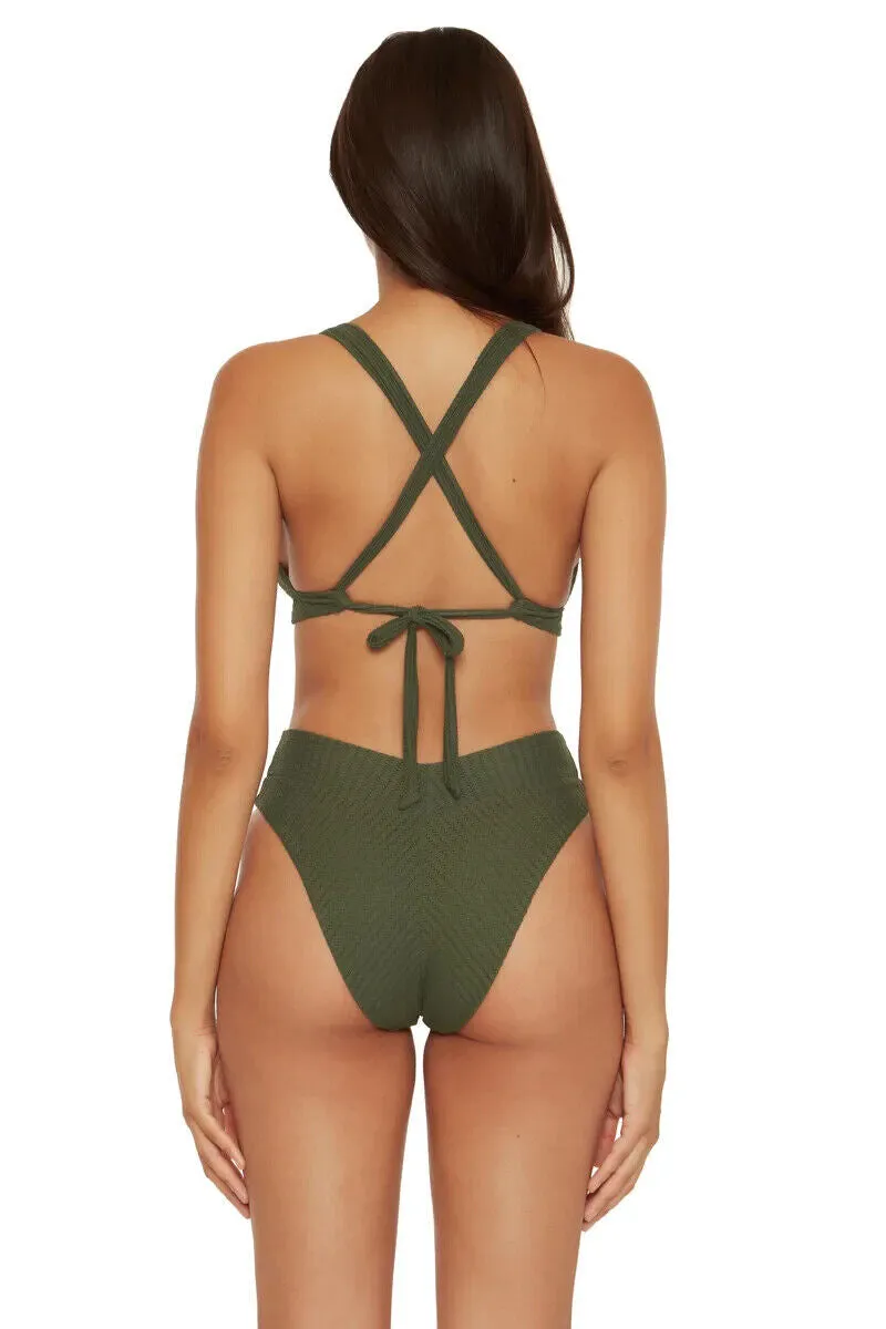 Becca By Rebecca Virtue Line In The Sand Skylar Top Women's Small Green ERK605