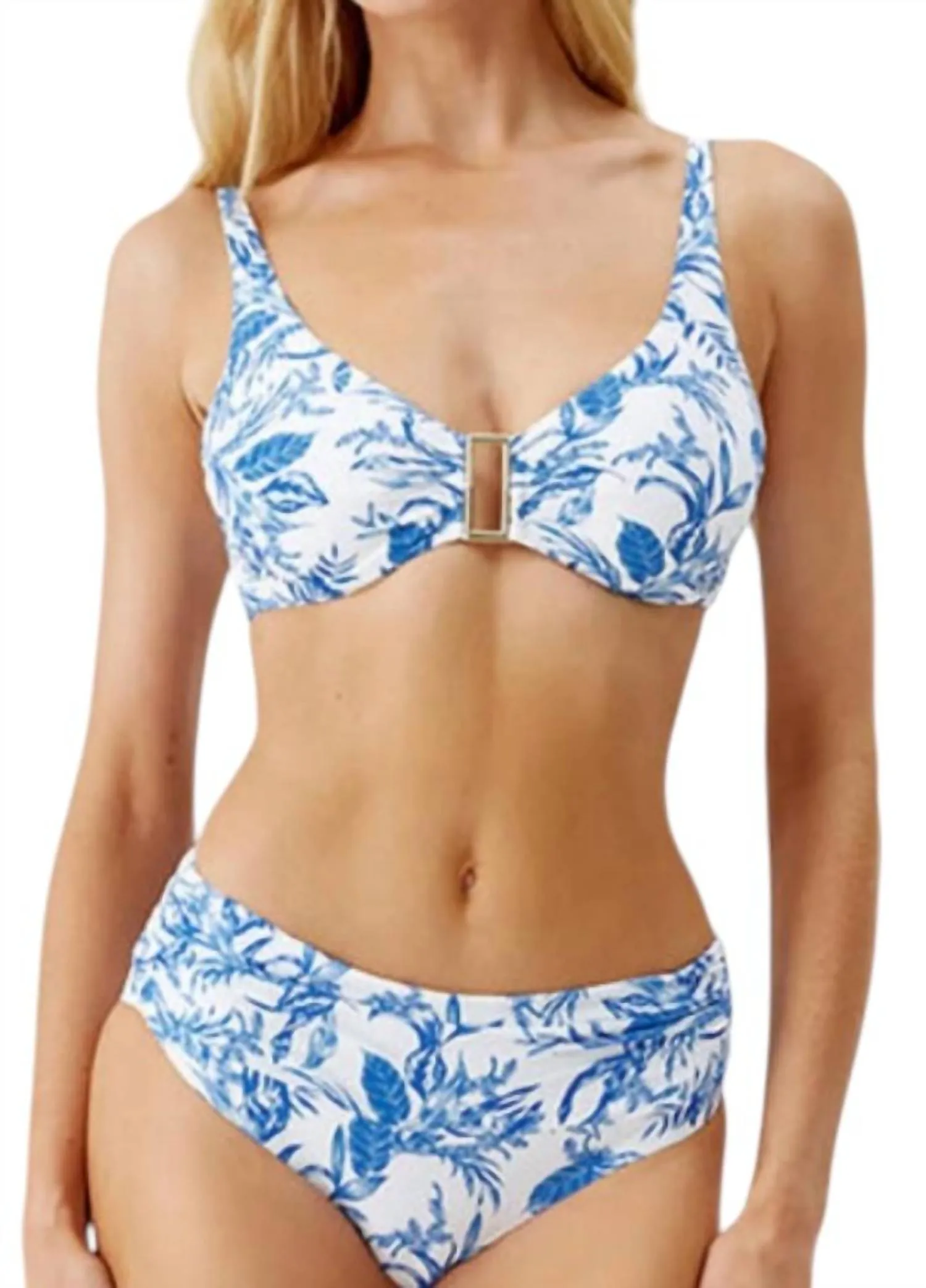 Bel Air Bikini Top In Blue Leaf
