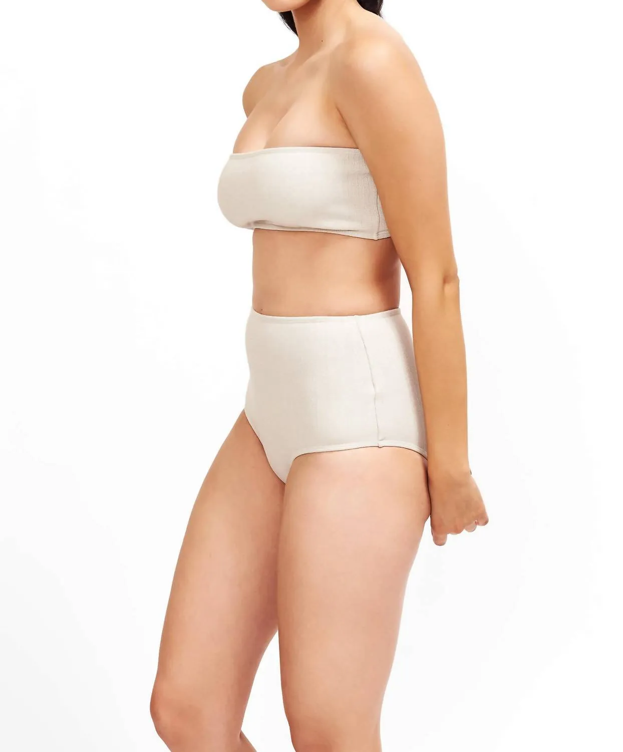 Bella High Waisted Bikini Bottom In Platinum