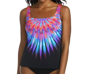 Birds Of A Feather Square Neck Tankini Top In Black