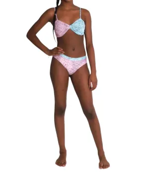 California Cowgirl Bandana Bikini Top In Pink/blue