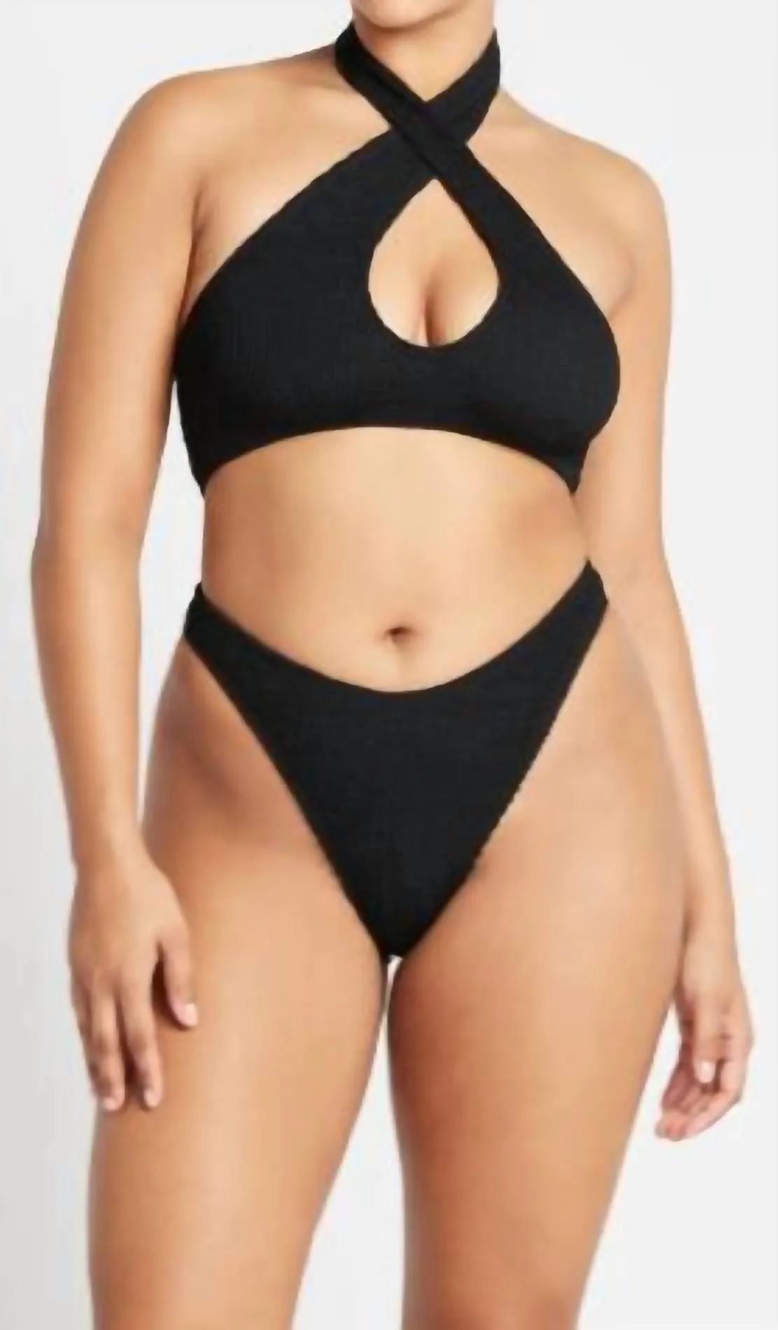 Carmen Crop Bikini Top In Eco Black
