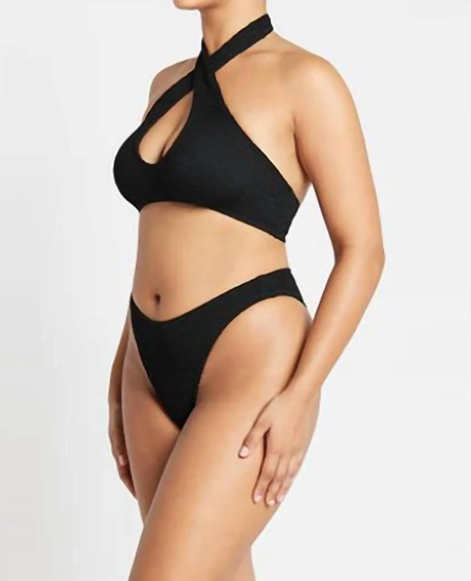 Carmen Crop Bikini Top In Eco Black