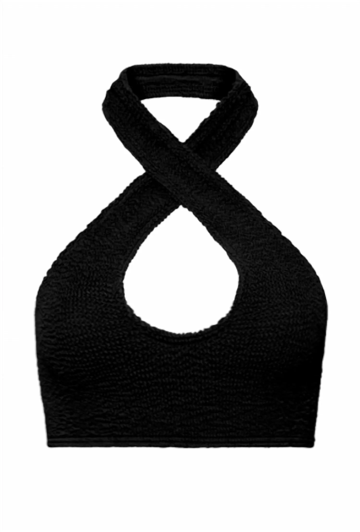 Carmen Crop Bikini Top In Eco Black