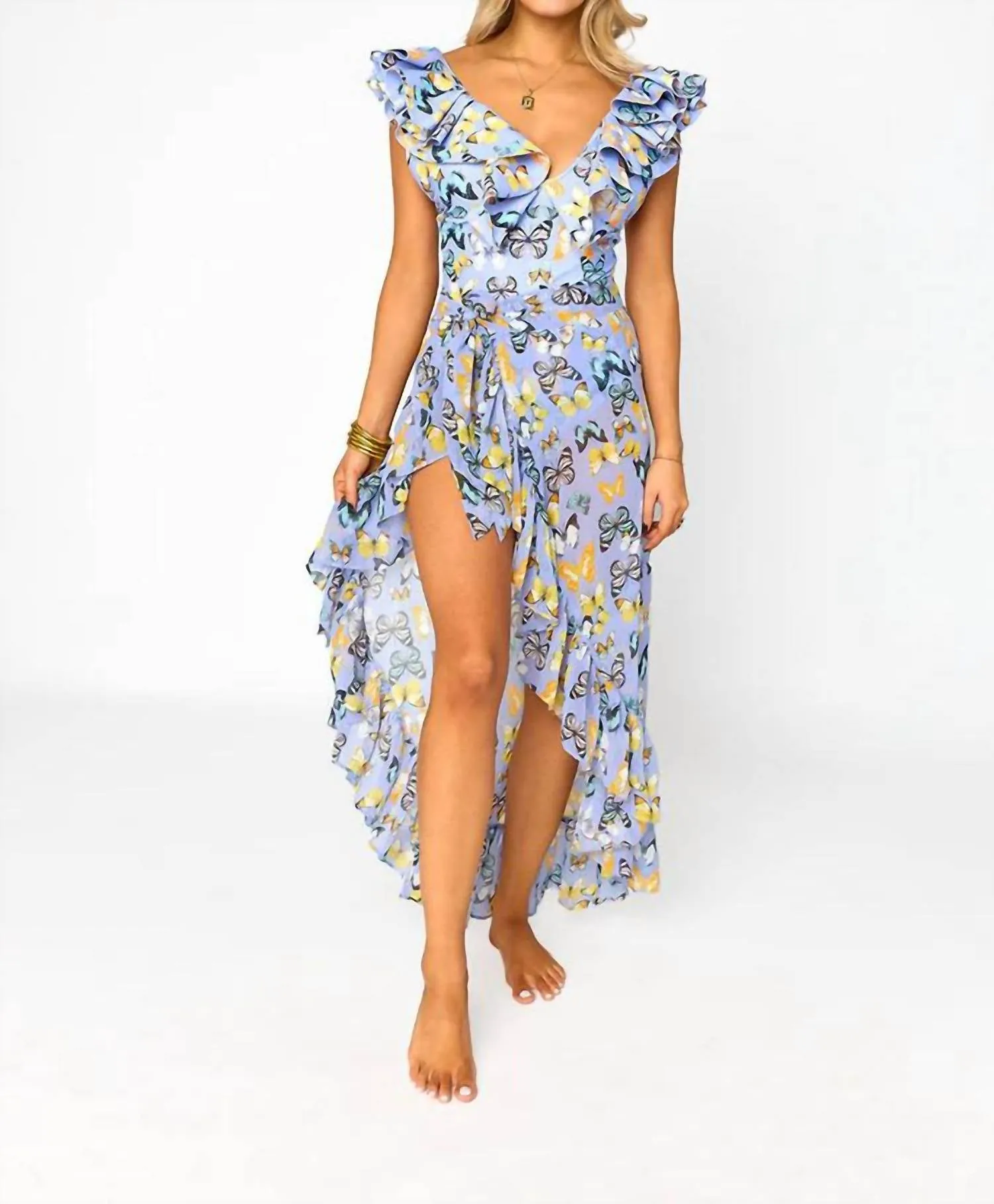Classic Ruffled Swimsuit In Painted Lady