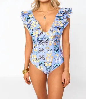 Classic Ruffled Swimsuit In Painted Lady