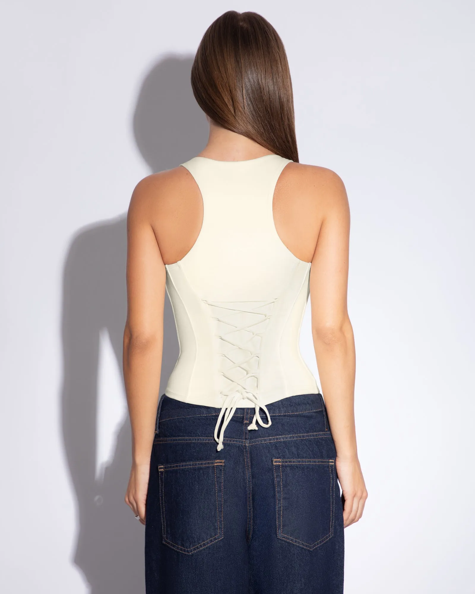 Corsety Scoop Neck Tank - Ivory