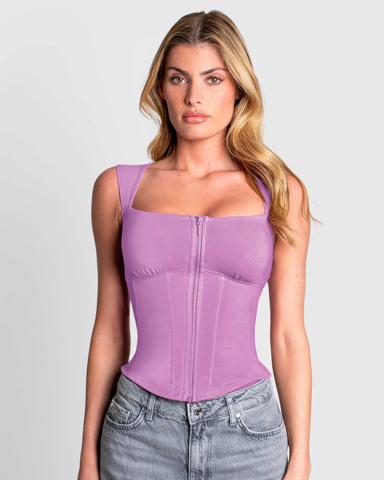 Corsety Square Neck Sleeveless Top - Lilac