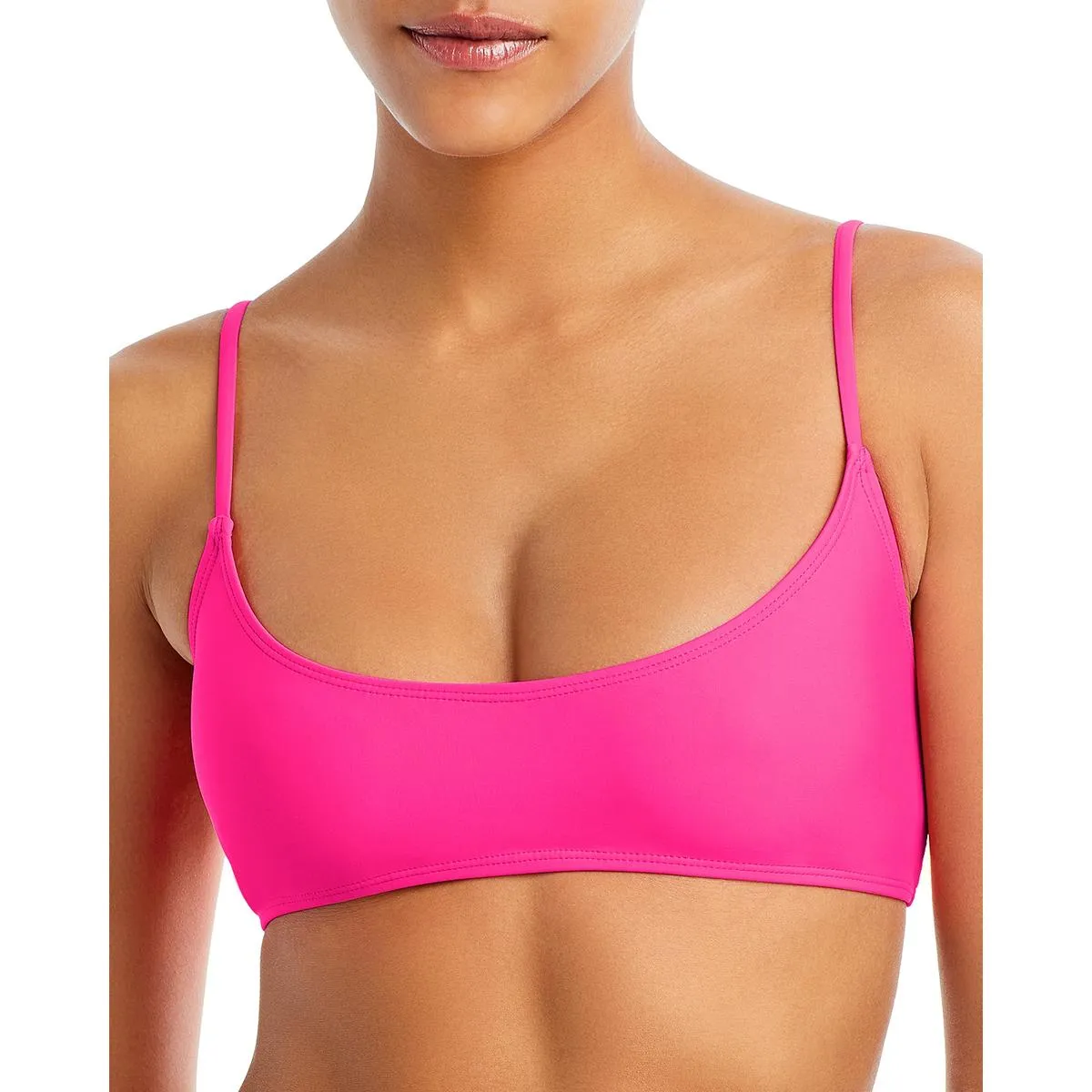 Deep Scoop Top Womens Solid Nylon Bikini Swim top