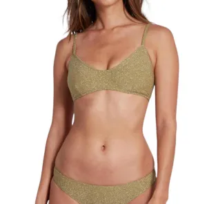 Elise Bralette Bikini Top With Adjustable Straps Lurex In Green