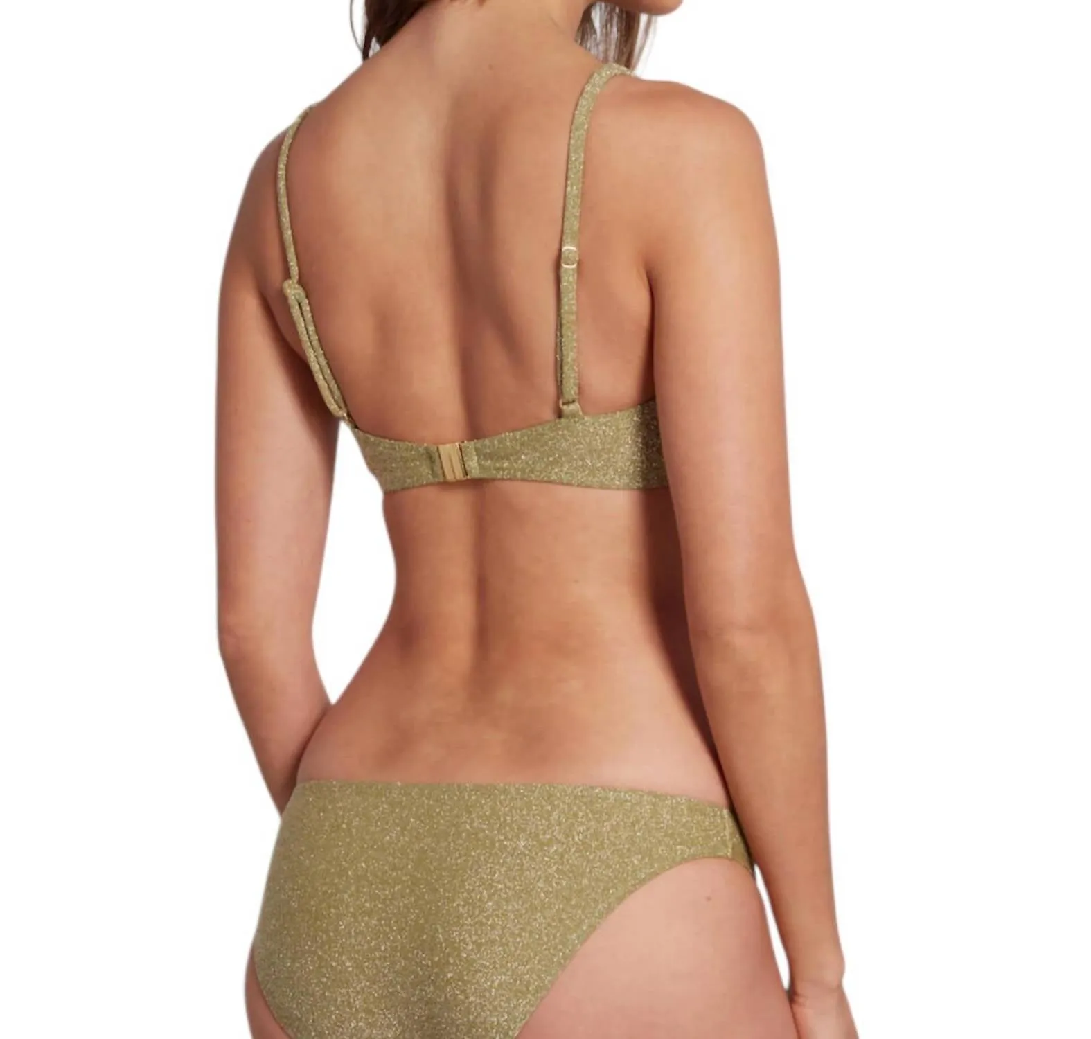 Elise Bralette Bikini Top With Adjustable Straps Lurex In Green