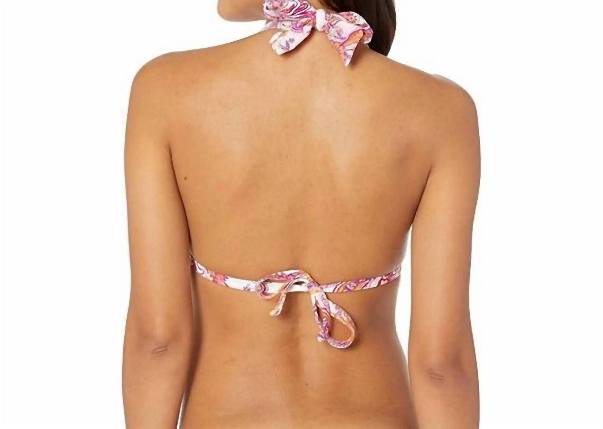 Fiesta Paisley Molded Cup Slider Bikini Top In Pink