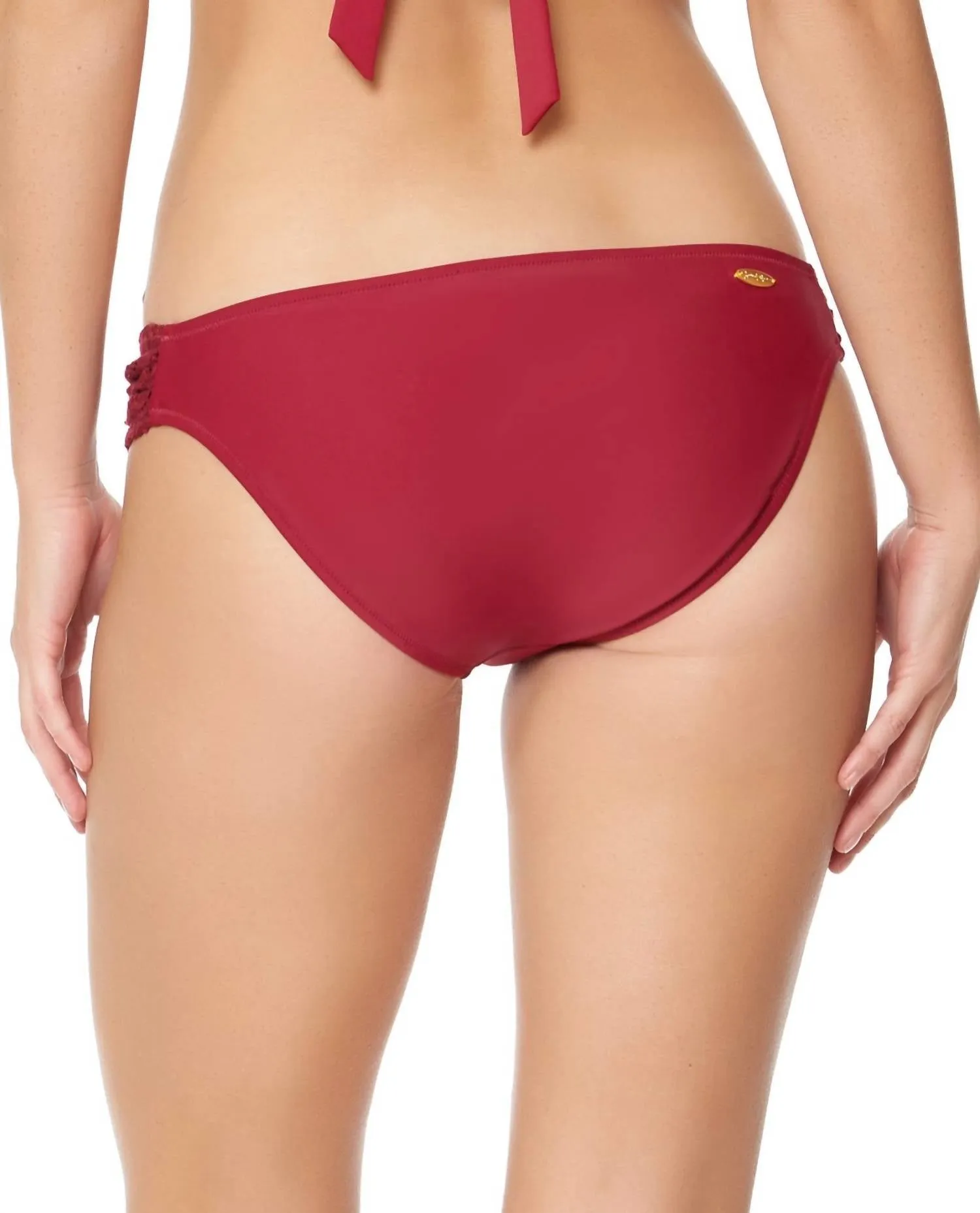 Flower Power Crochet Side Shirred Hipster Bikini Bottom In Spice