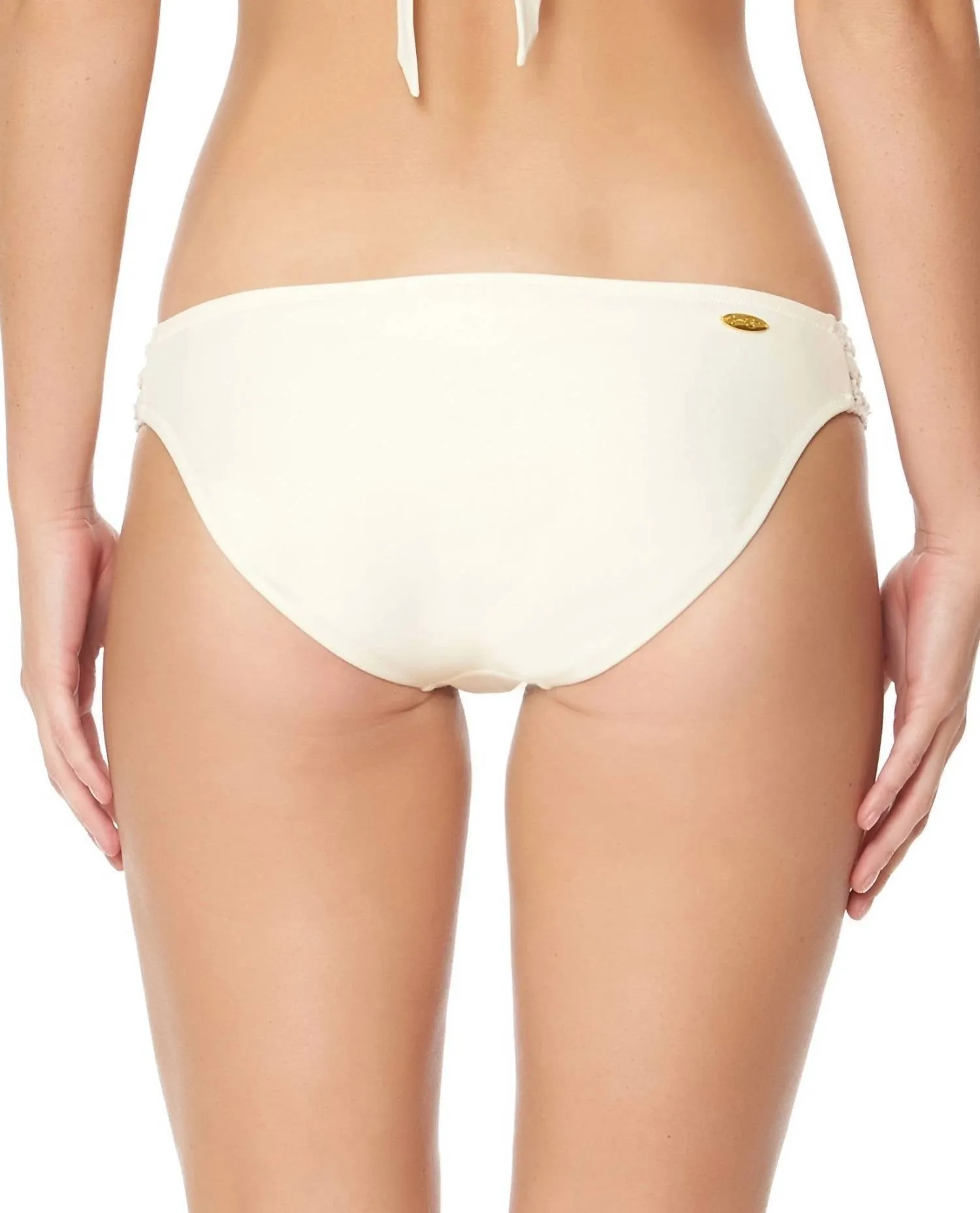 Flower Power Crochet Side Shirred Hipster Bikini Bottom In Vanilla