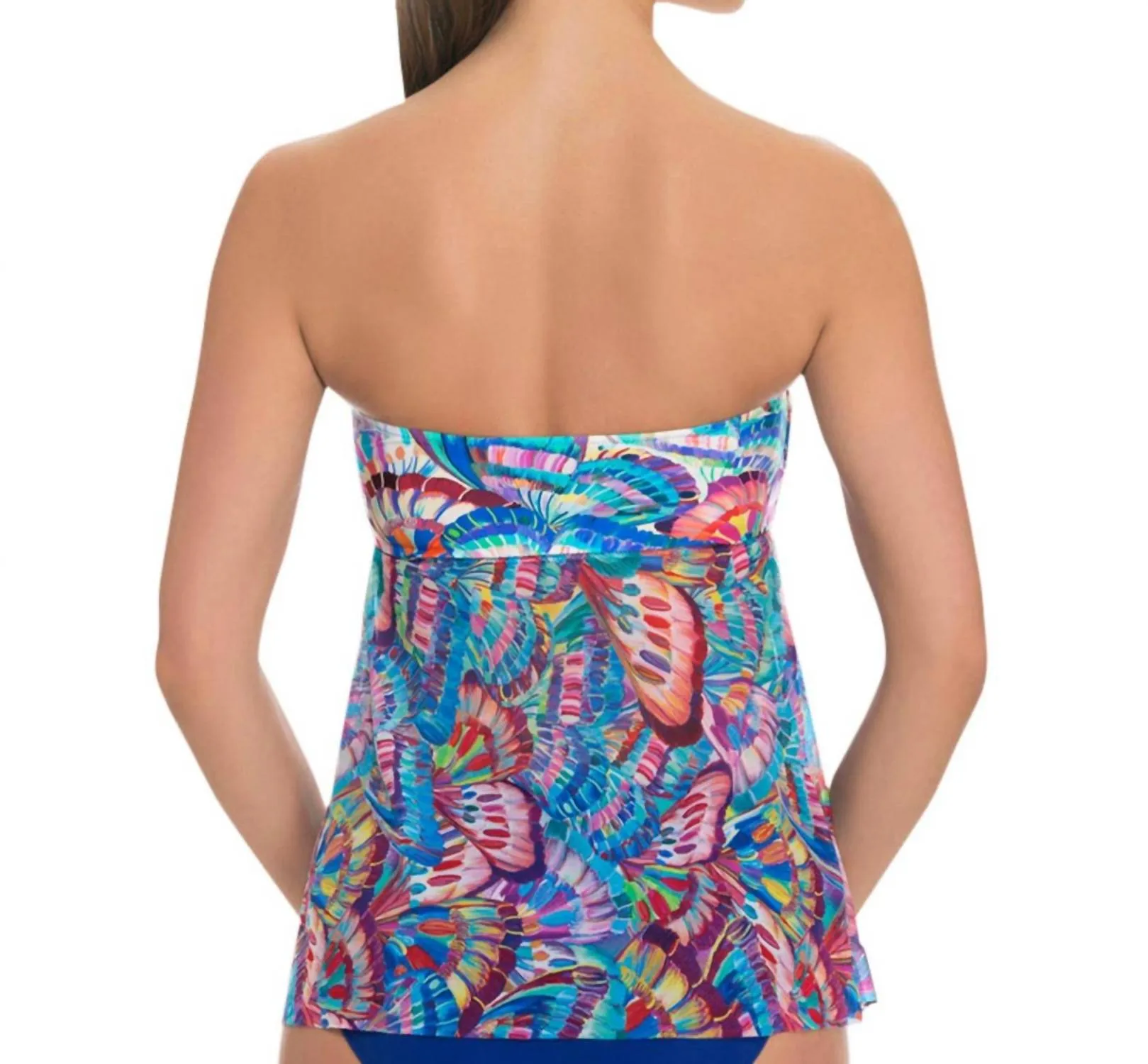 Fly Away Bandeau Tankini Top In Madame Butterfly