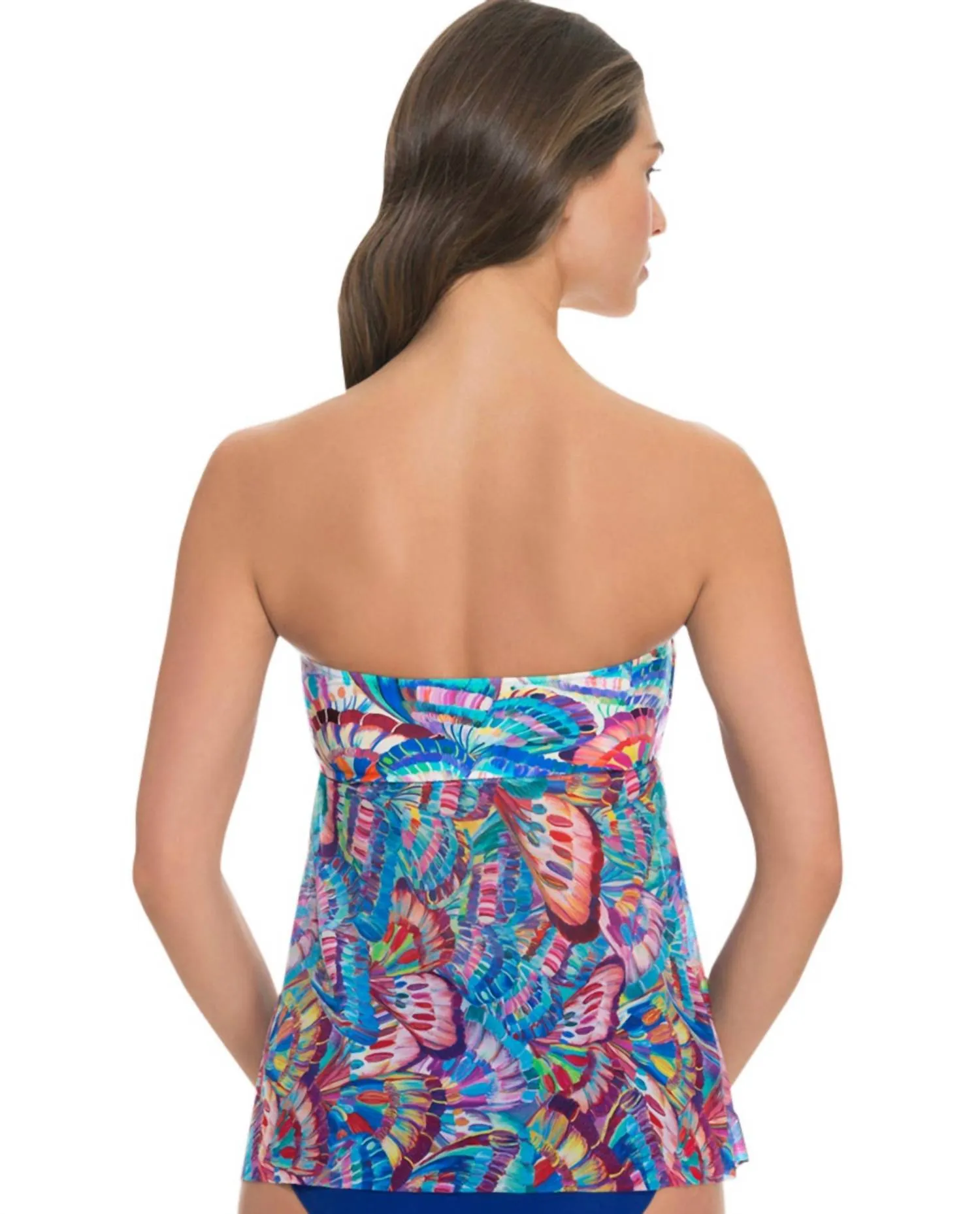 Fly Away Bandeau Tankini Top In Madame Butterfly