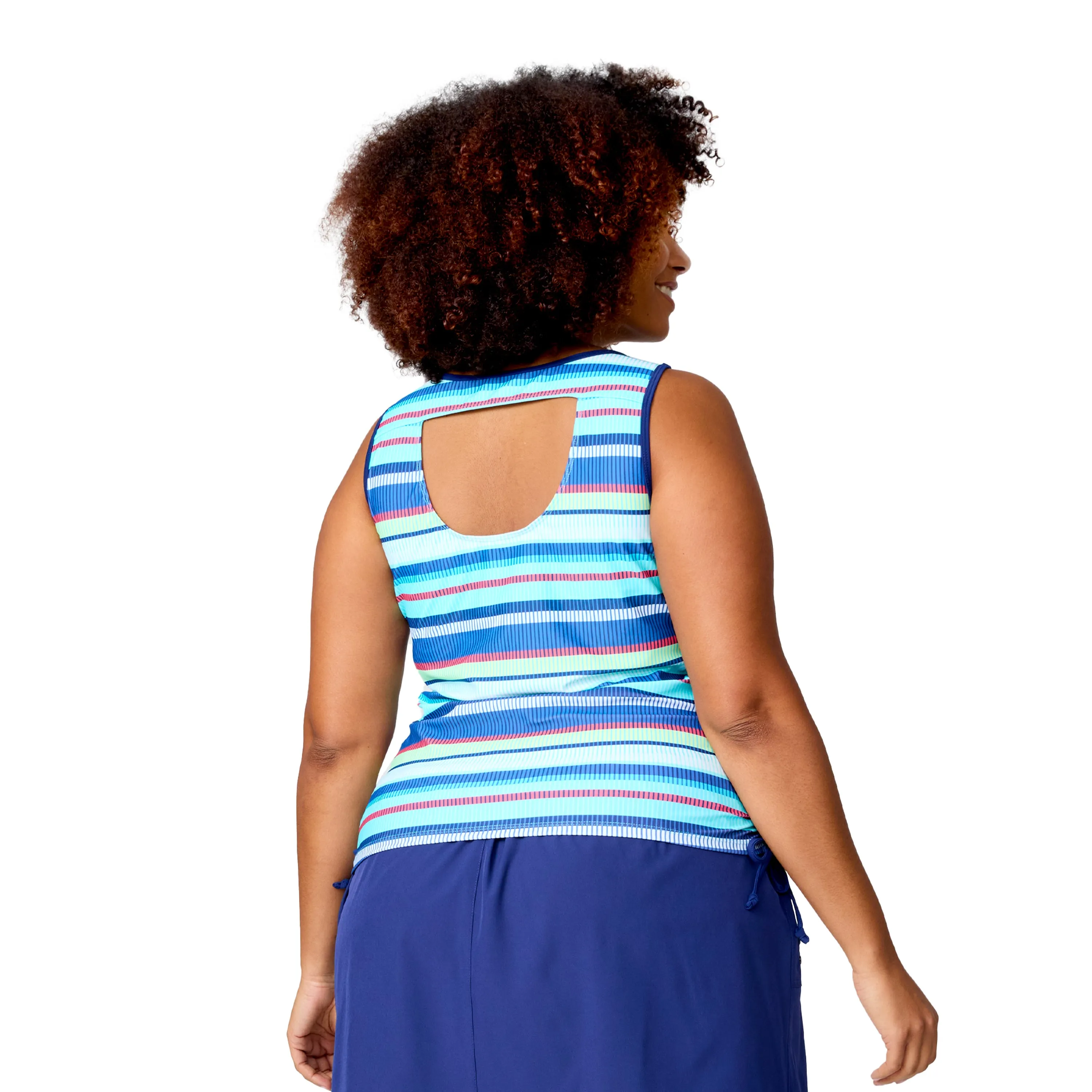 Free Country Women's Plus Size Full Side Shirring Tankini Top
