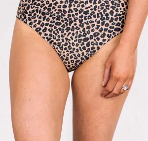 Fun In The Sun Swim Bottoms In Natural Leopard Print