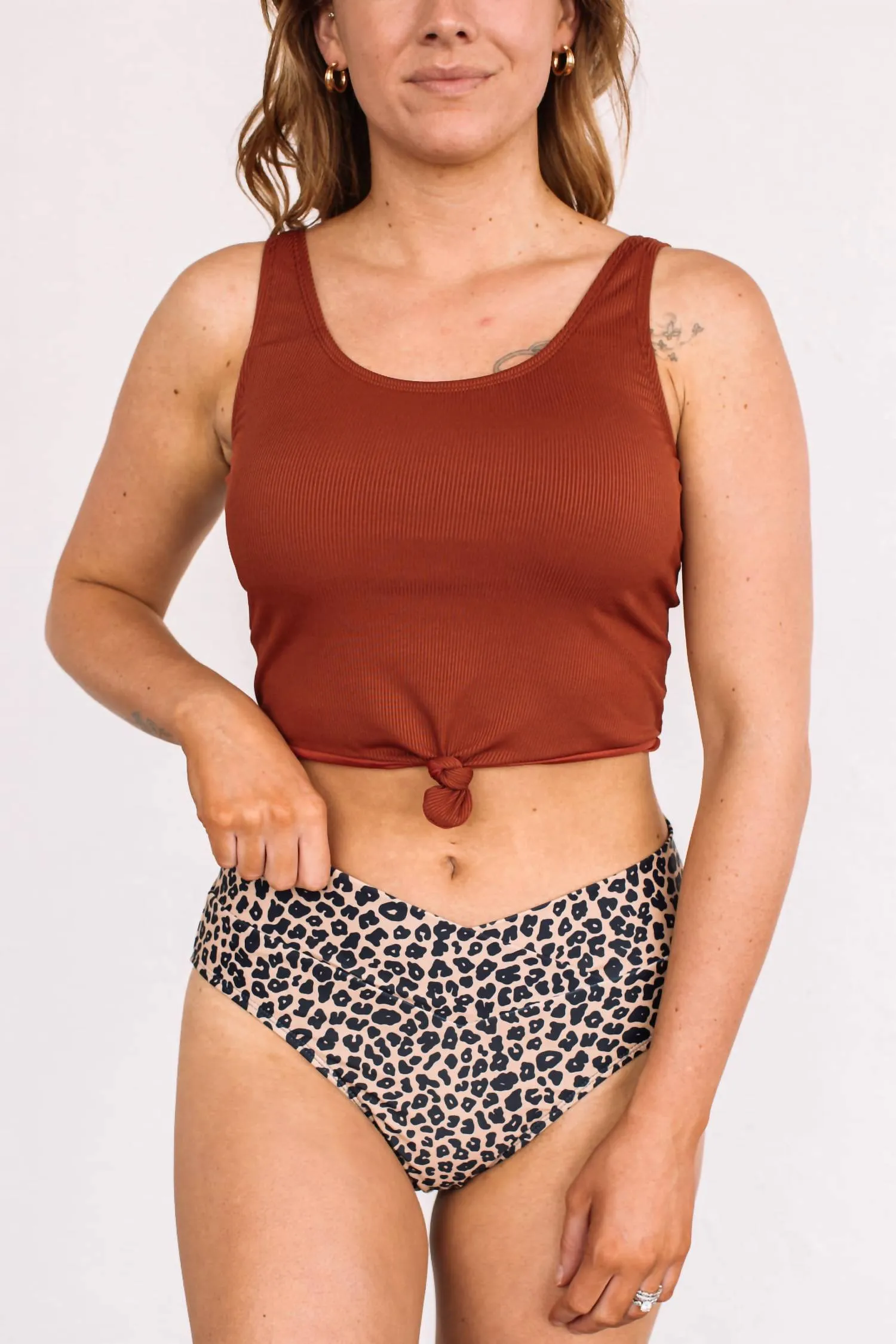 Fun In The Sun Swim Bottoms In Natural Leopard Print