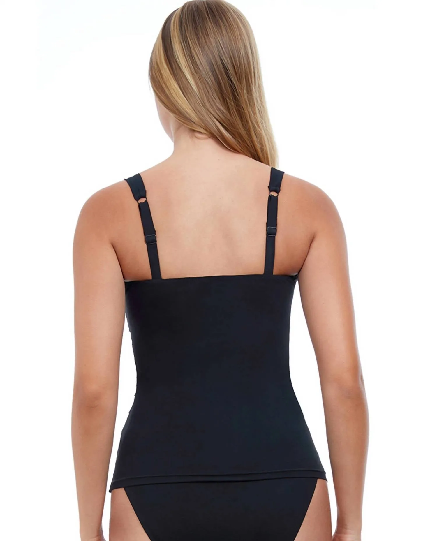 G-Cup Scoop Neck Shirred Tankini Top In Tutti Frutti Black