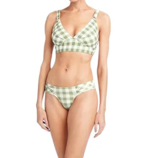 Jemma V Neck Bikini Top In Agave