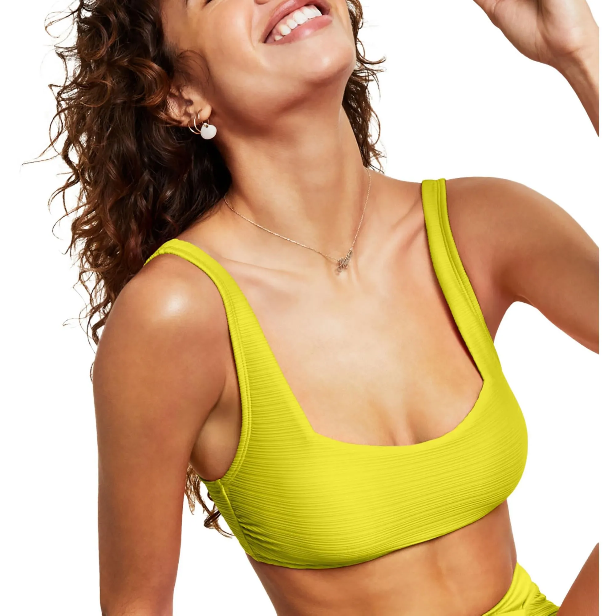 Juniors Mint Spark Womens Ribbed Bralette Bikini Swim top