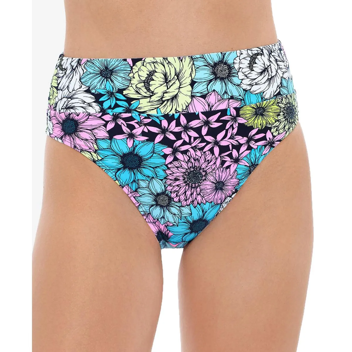 Juniors Womens High Waist Floral Print Swim Bottom Separates