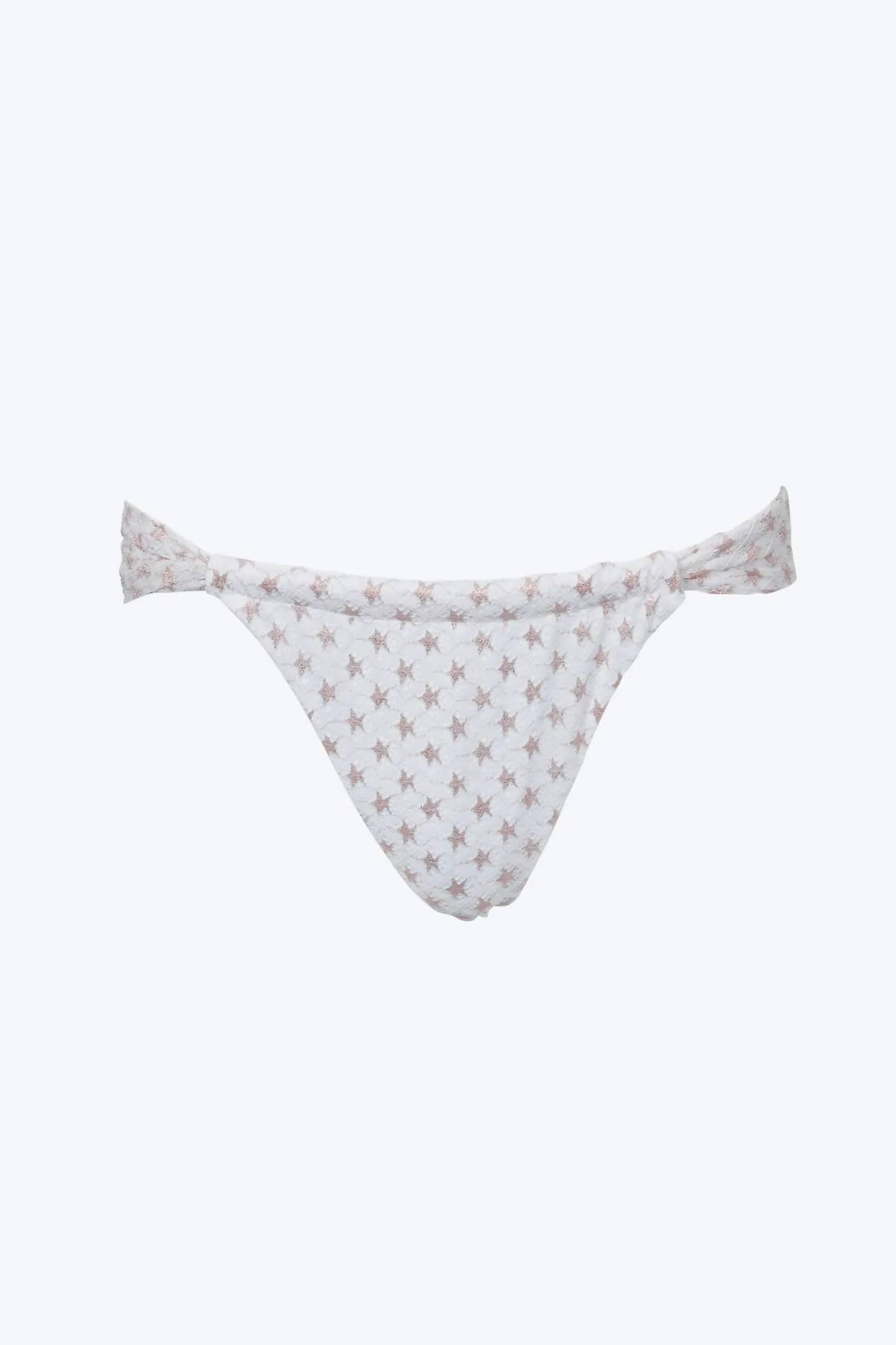 Karma Ruched Lace Bikini Bottom In White/gold