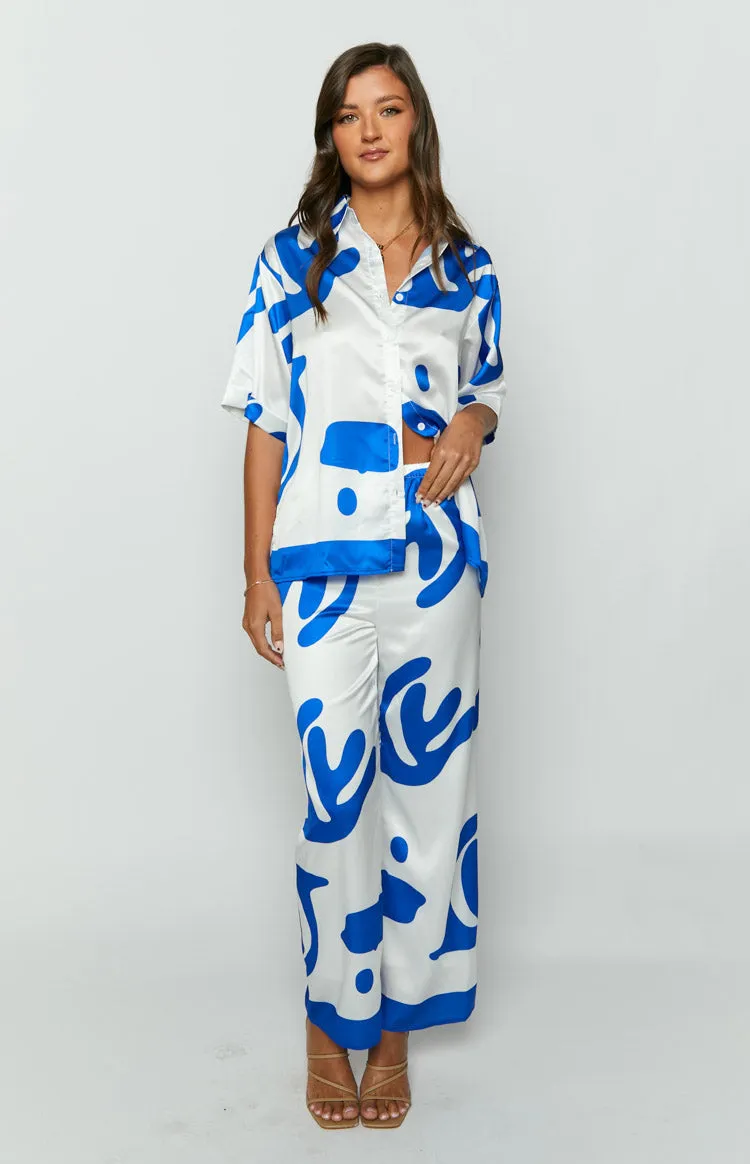 Karren Blue Print Top