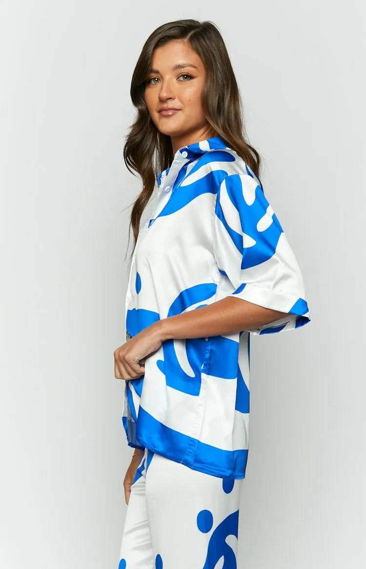 Karren Blue Print Top