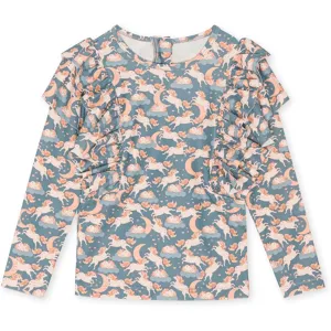 Konges Sljd Unicorn Blue Manuca Frill Swim Shirt