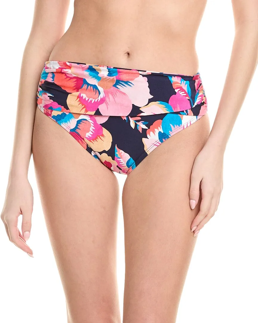 La Blanca Mid-Waist Overlap Sash Bikini Bottom