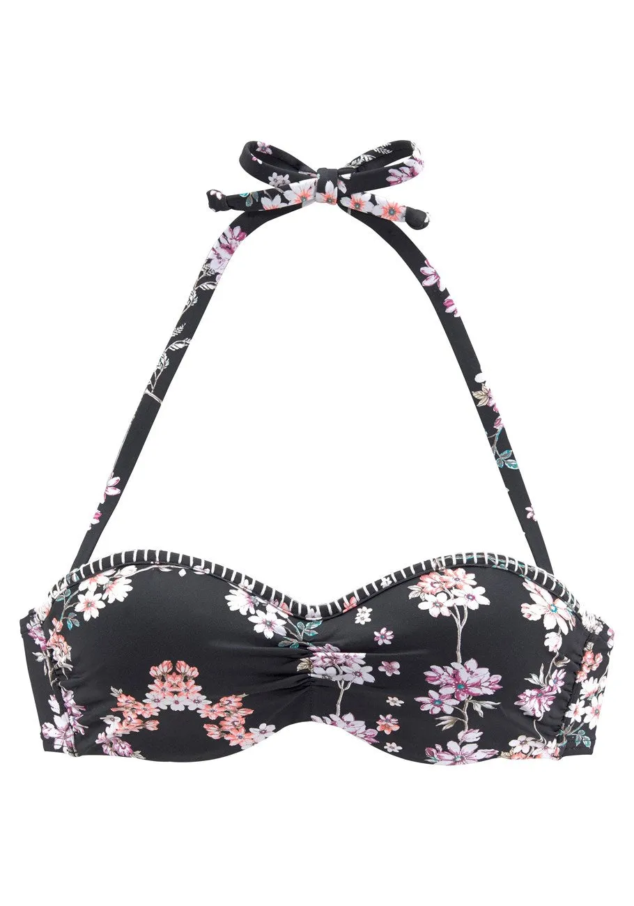 LASCANA Women's Blossom Bandeau Bikini Top