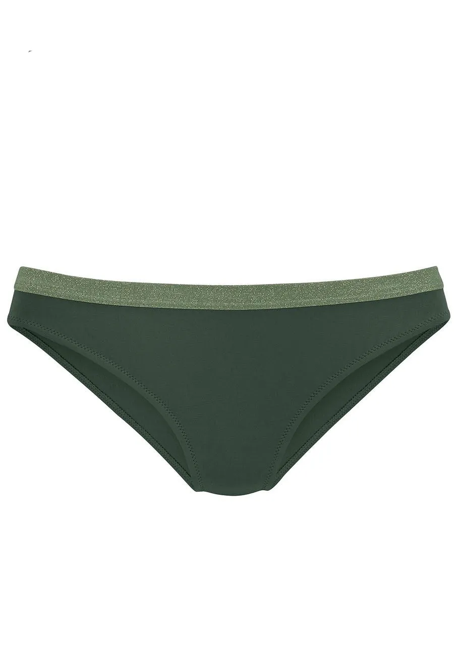 LASCANA Women's Metallic Trim Classic Bikini Bottom