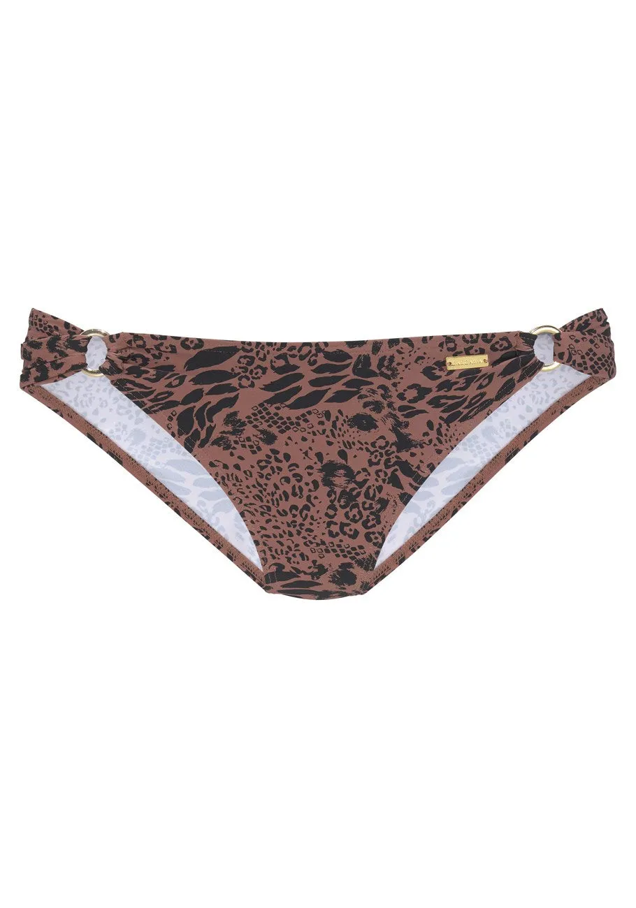 LASCANA Women's Ring Detail Leopard Print Bikini Bo