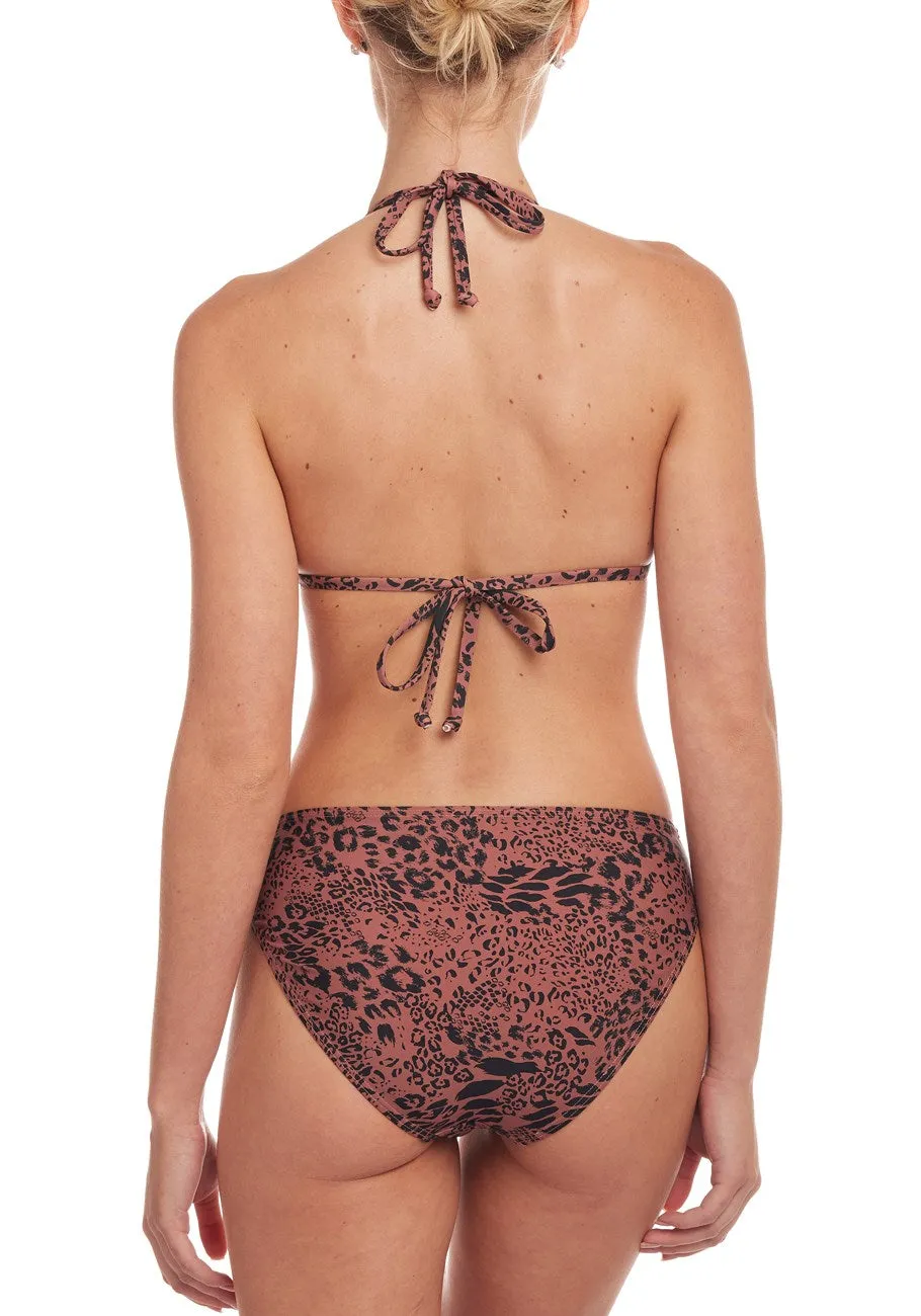 LASCANA Women's Ring Detail Leopard Print Bikini Bo