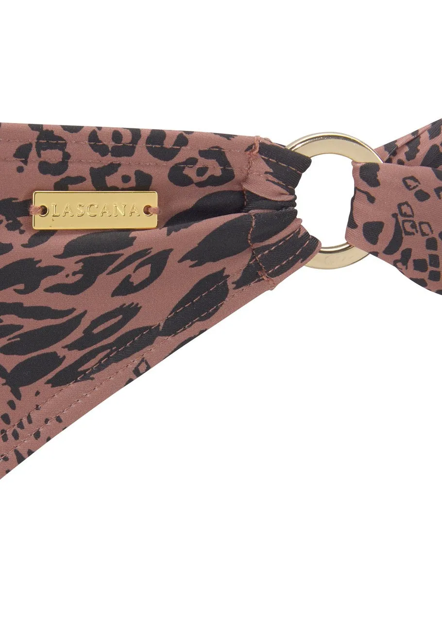 LASCANA Women's Ring Detail Leopard Print Bikini Bo