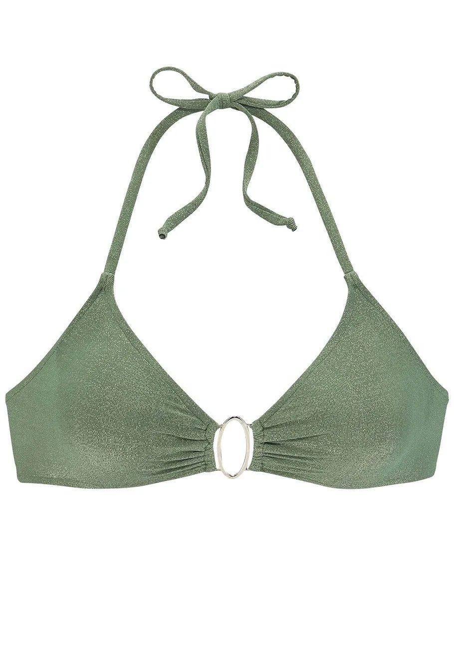 LASCANA Women's Shimmering Triangle Bikini Top