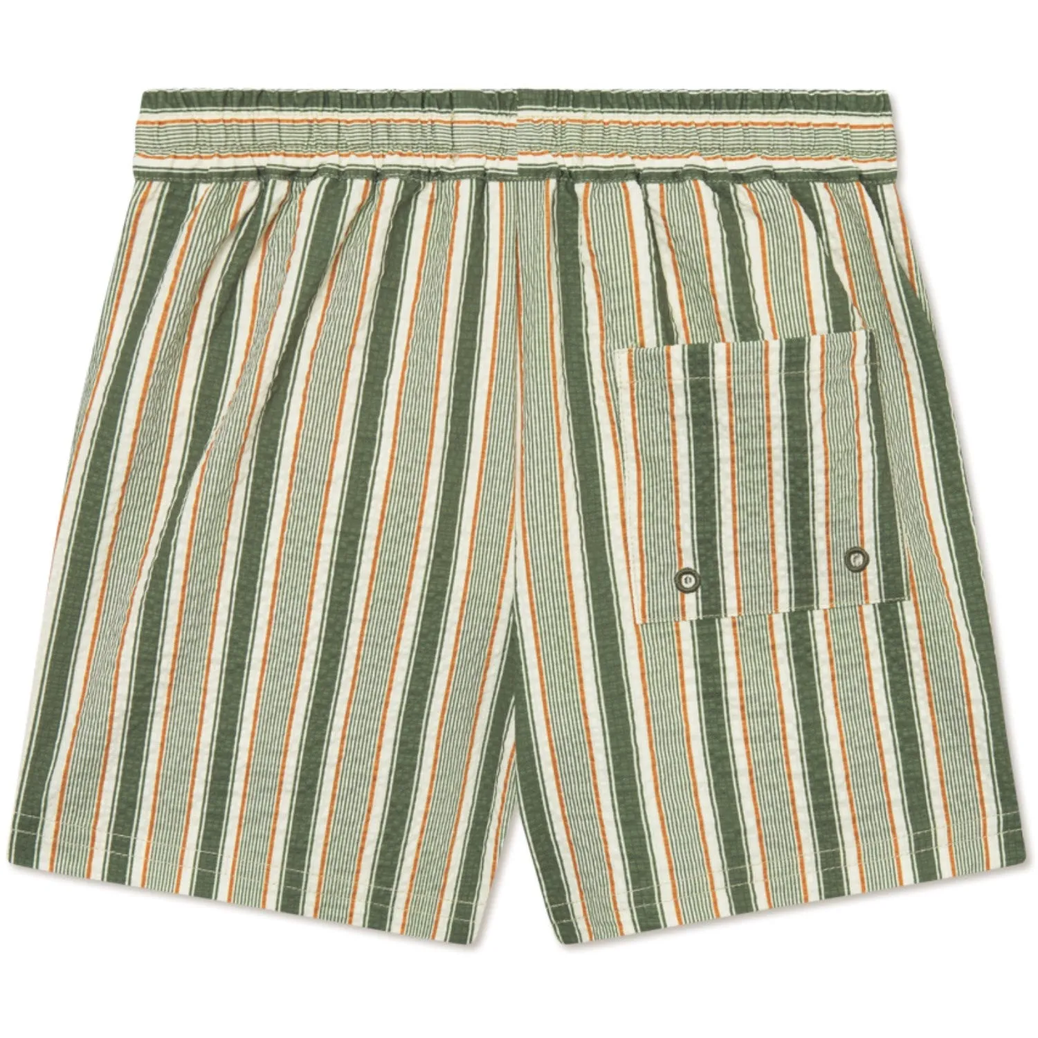 Les Deux Kids Chive Green/Thai Curry Stan Stripe Seersucker Swim Shorts