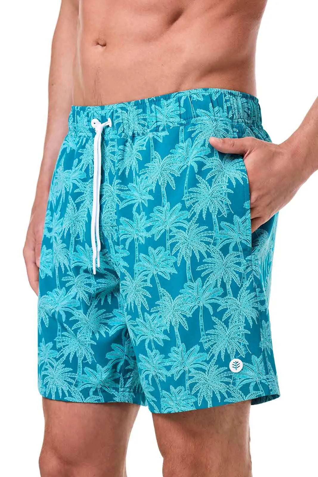 Men's Kahuna Swimming Shorts | Tahitian Teal Swaying Palms