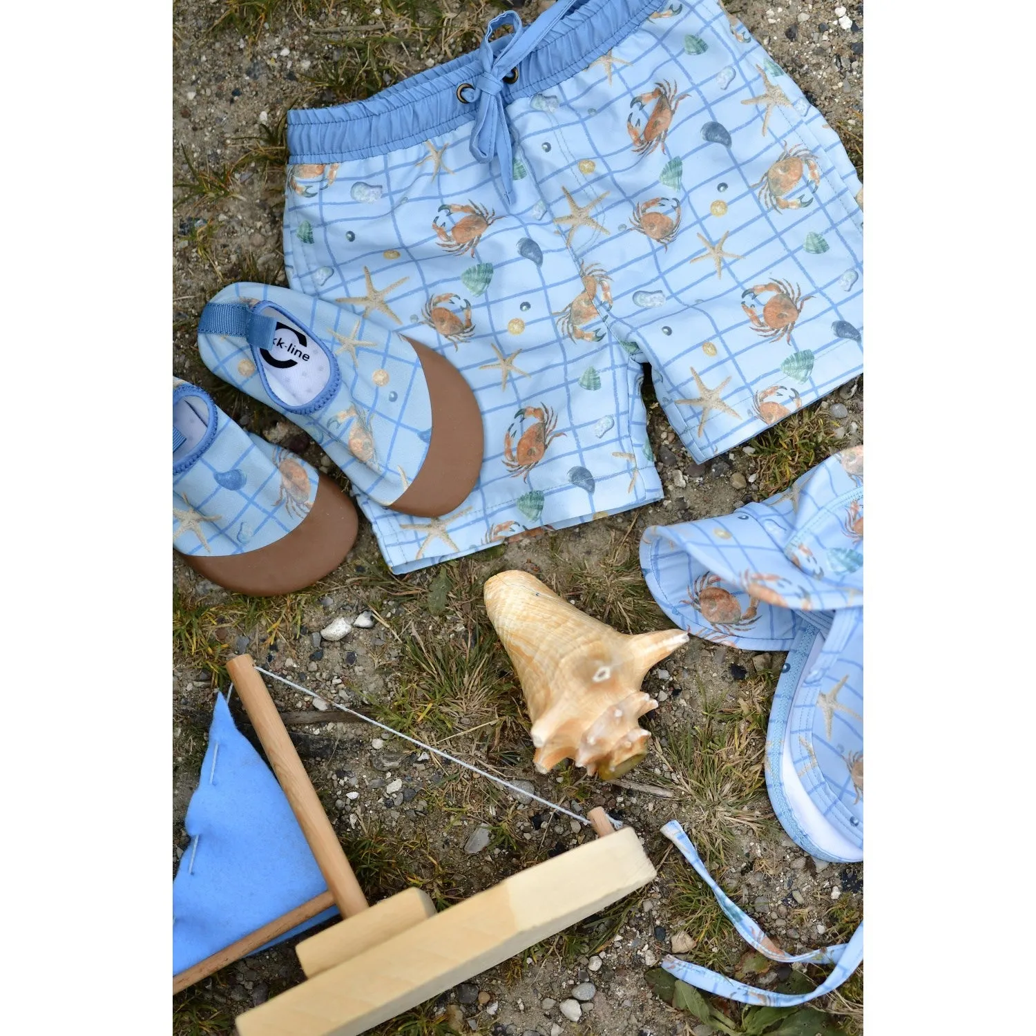 Mikk-Line Faded Denim AOP Swim Shorts