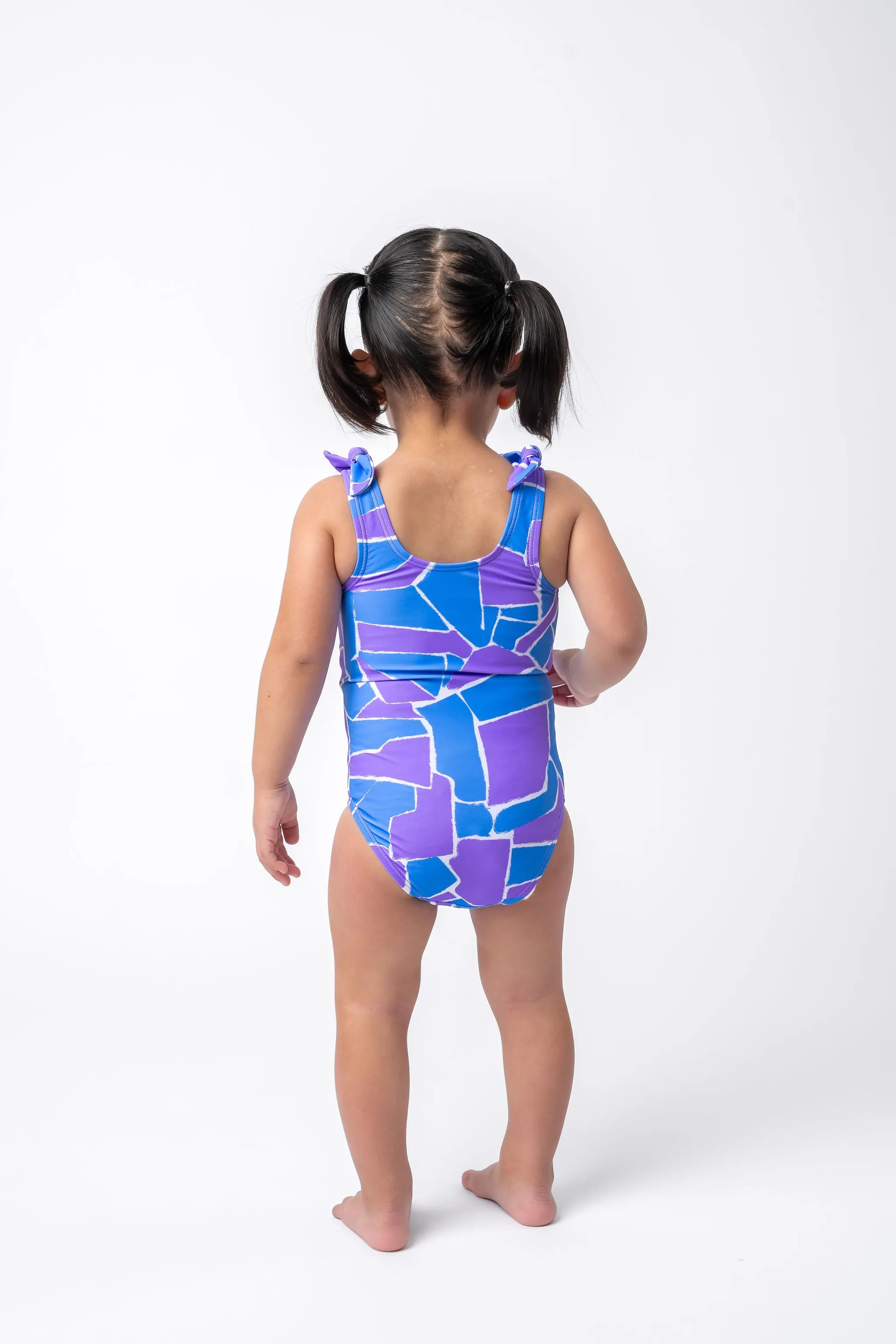 Mini Palm Tree One Piece | Geometric Purple & Blue