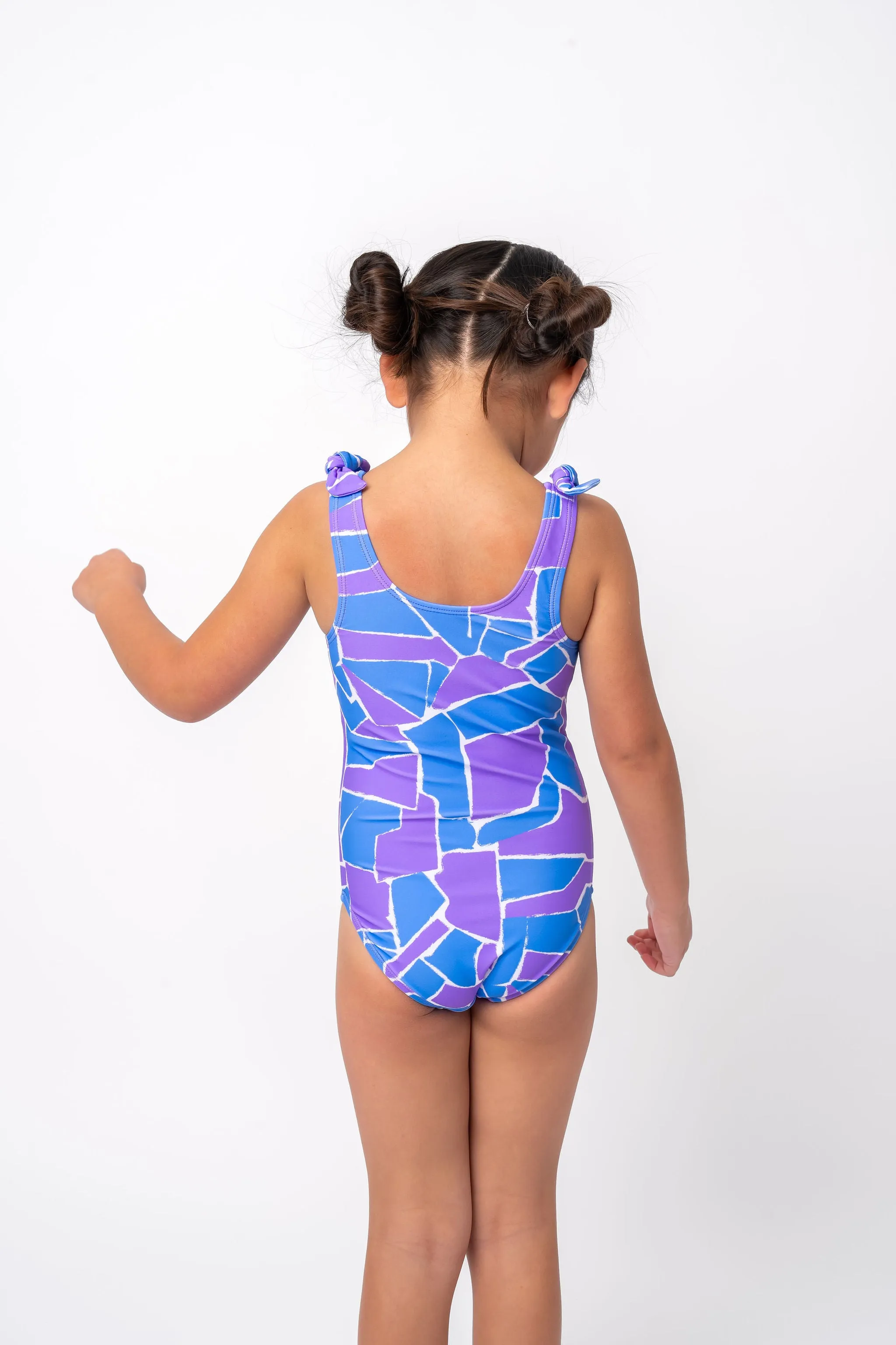 Mini Palm Tree One Piece | Geometric Purple & Blue