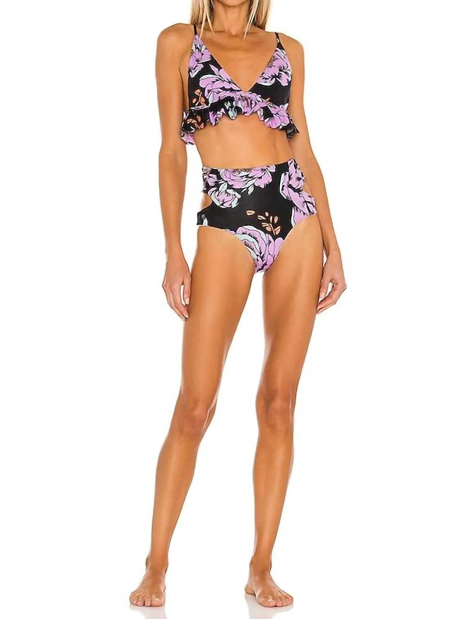 Moonlight Chorus High Swim Bottoms In Mauve/black