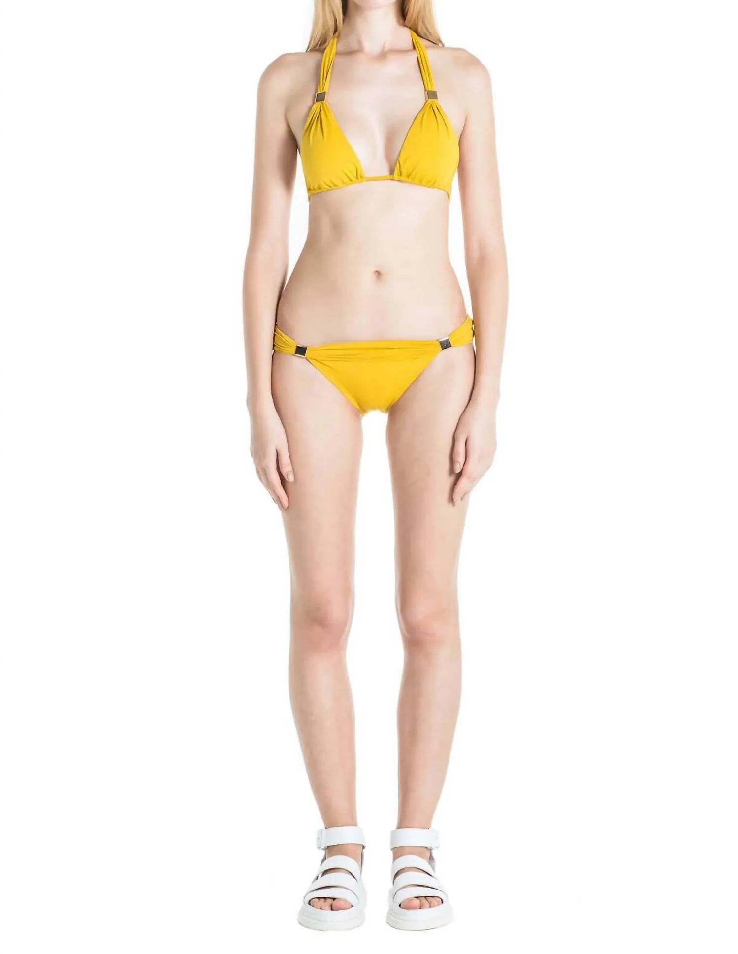 Nina Classic Brief Bikini Bottom In Mustard