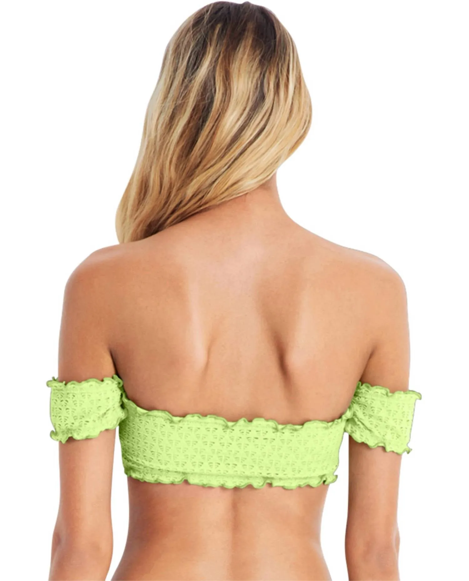 Off The Shoulder Bikini Top In Sea Neon Green