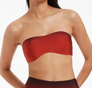 Oia Sunset Minimal Bandeau Bikini Top In Burnt Orange